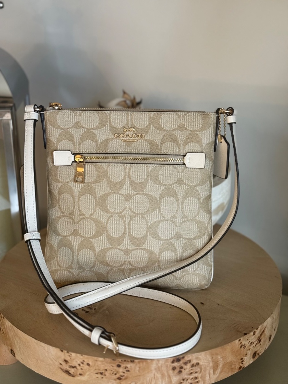 Coach Mini Rowan File Shoulder Crossbody Bag - Light Khaki/Chalk
